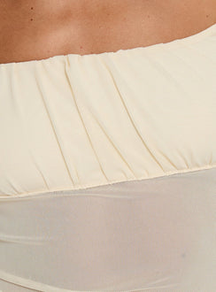 Victoire Long Sleeve Mesh Top Beige