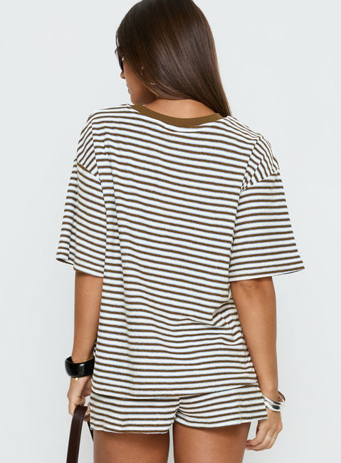 Selvina Terry Towelling Oversized Tee Multi Stripe