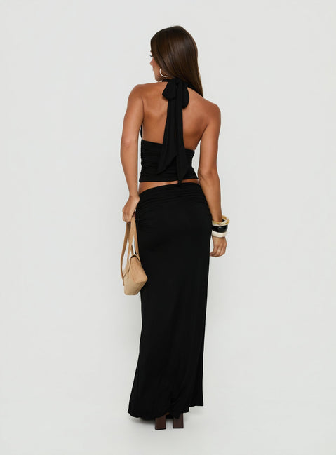 Keerah Ruched Maxi Skirt Black