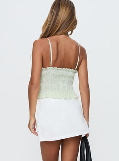back view of model wearing Princess Polly Essentially Skort White High Waisted Shorts 