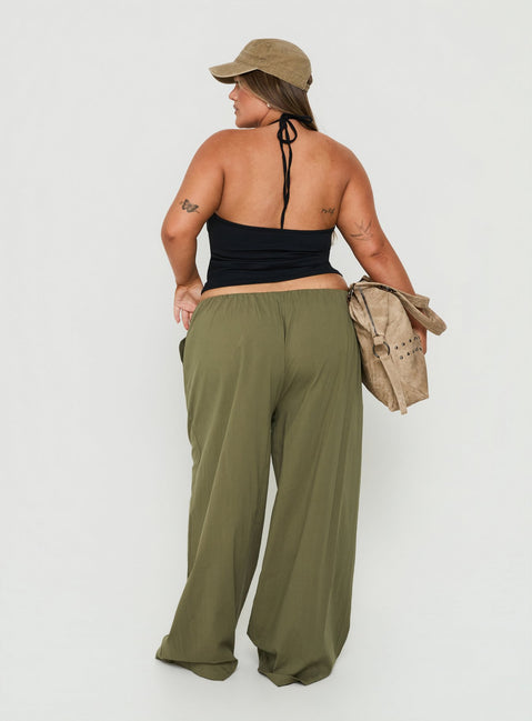 Lunea Concealed Waistband Pants Khaki Curve