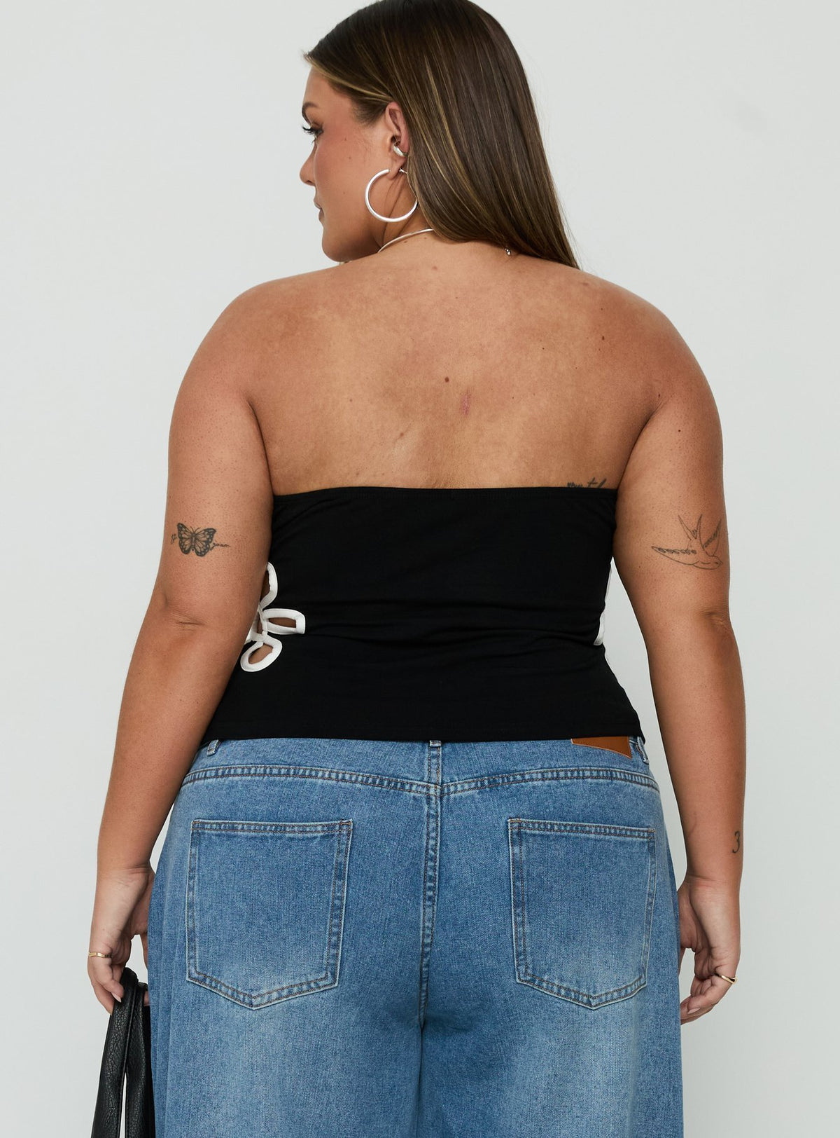 Currents Strapless Cut Out Detail Top Black Curve