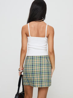 back view of model wearing Princess Polly Jacklin Mini Skirt Multi Check Mini Skirts 