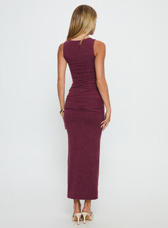 Heart Out Ruched Maxi Dress Plum