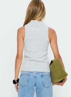 Alicea High Neck Sleeveless Top Pale Grey