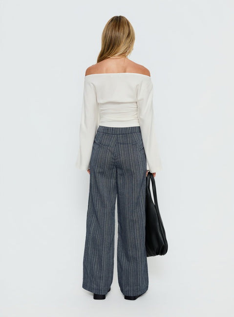 Rush Hours Tie Up Pants Navy High Rise Pants 