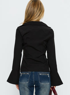 Serita Twist Detail Long Sleeve Shirt Black