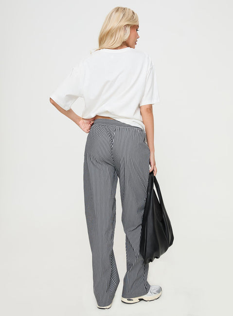 back view of model wearing Princess Polly Cobain Pants Onyx Stripe Pants 