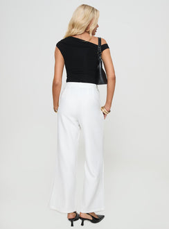 back view of model wearing Princess Polly Jazzar Pocket Detail Pleated Pant White High Rise Pants Pants 