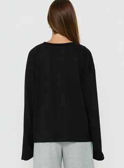 Settle Down Long Sleeve Top Black