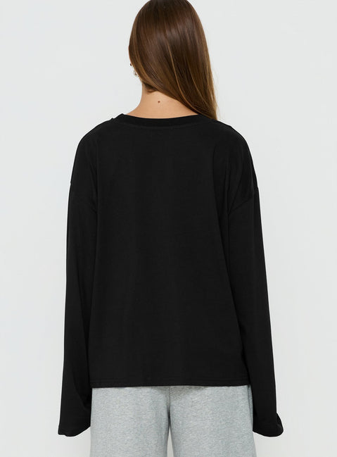 Settle Down Long Sleeve Top Black