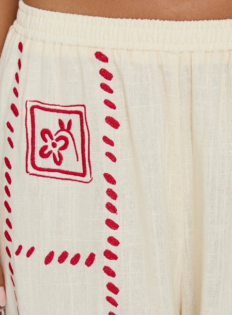 Grazia Pants Cream / Red