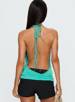Khoda Studded Halter Top Turqouise