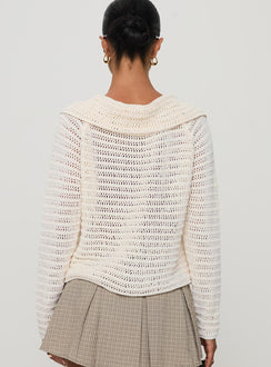 Highlighting the Tuscon Crochet Sweater White womens-jumpers with short length back view of model wearing Princess Polly