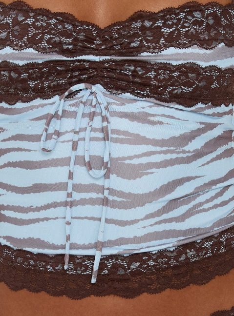 Corvellah Lace Detail Cami Top Blue Zebra