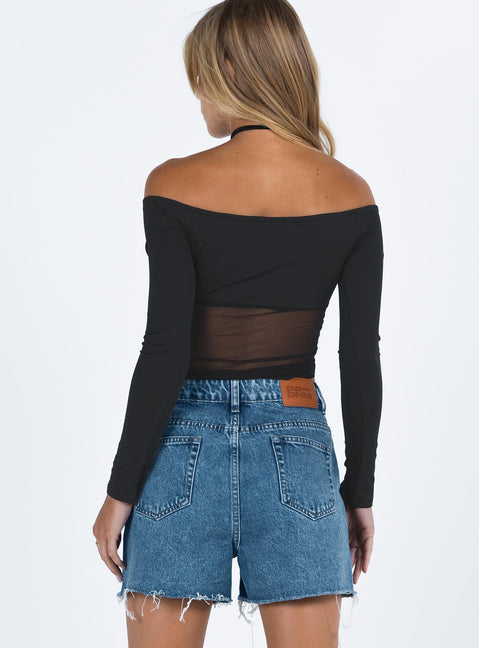 back view of model wearing Princess Polly Laurena Dark Denim Shorts Tall High Waisted Shorts 