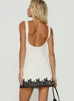 Olyra Lace Trim Mini Dress Cream / Black