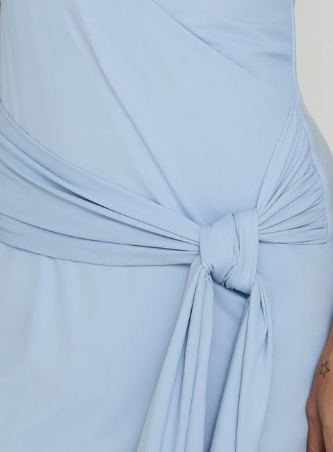 Jaquelina Tie Detail Long Sleeve Mini Dress Blue