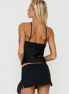 Brioney Arrowneck Lace Trim Top Black