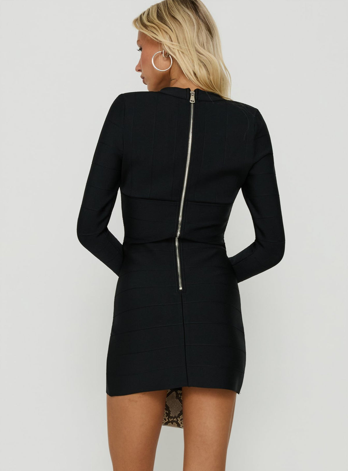 Marllowe Bandage Long Sleeve Mini Dress Black