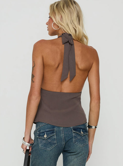 Infinity And Beyond Sequin Halter Top Brown