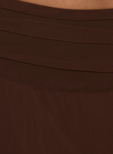 Evanescence Asymmetrical Midi Skirt Chocolate