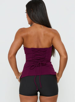 Loreto Strapless Tie Back Top Plum