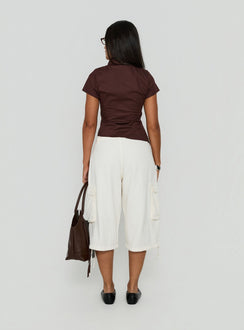 Hudsen Longline Cargo Shorts Cream Petite