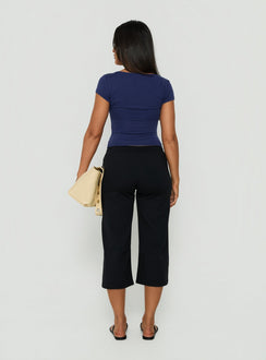 Shop Kallora Low Rise Wide Leg Capris Black womens-regular-pants back view of model wearing Princess Polly