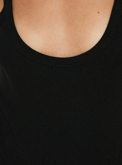 Showcasing the Nerinah Ribbed Bodysuit Black womens-bodysuit featuring sleeveless detail