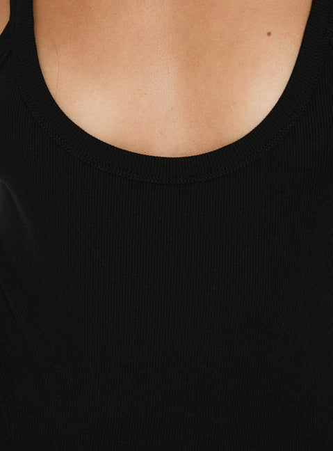 Showcasing the Nerinah Ribbed Bodysuit Black womens-bodysuit featuring sleeveless detail