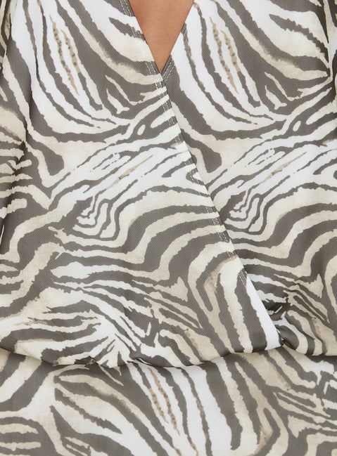 Rings of Saturn Plunge Halter Mini Dress Zebra