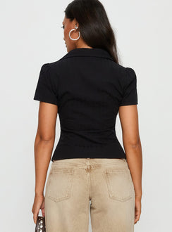 What A Show Button Up Top Black