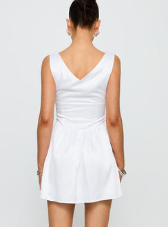 back view of model wearing Princess Polly Soul Shining Mini Dress White Plunger 