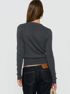 Explore the Shadow Cardigan Dark Grey womens jumpers with short top length back view of model wearing