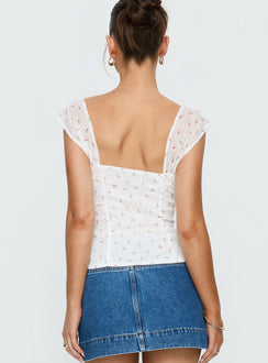 Orvena Square Neck Top White Floral