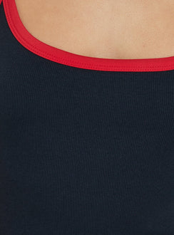 Giorgetta Contrast Trim Mini Dress Navy / Red