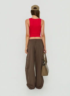 Lunea Concealed Waistband Cargo Pants Brown Petite