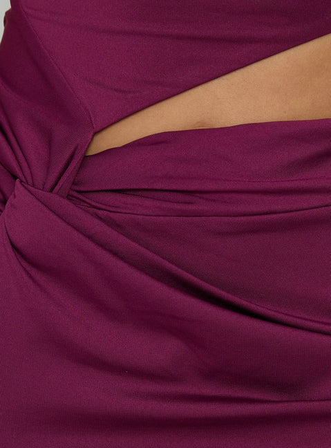Keera Strapless Cut Out Mini Dress Plum