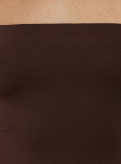 Ophal Strapless Drop Waist Maxi Dress Brown