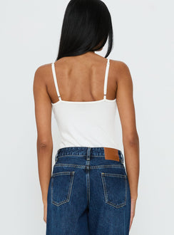 back view of model wearing Princess Polly Nerisse Keyhole Bodysuit White Sleeveless 