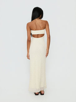 Aryela Strapless Textured Maxi Dress Cream
