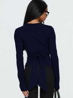 Madelon Long Sleeve Wrap Top Navy