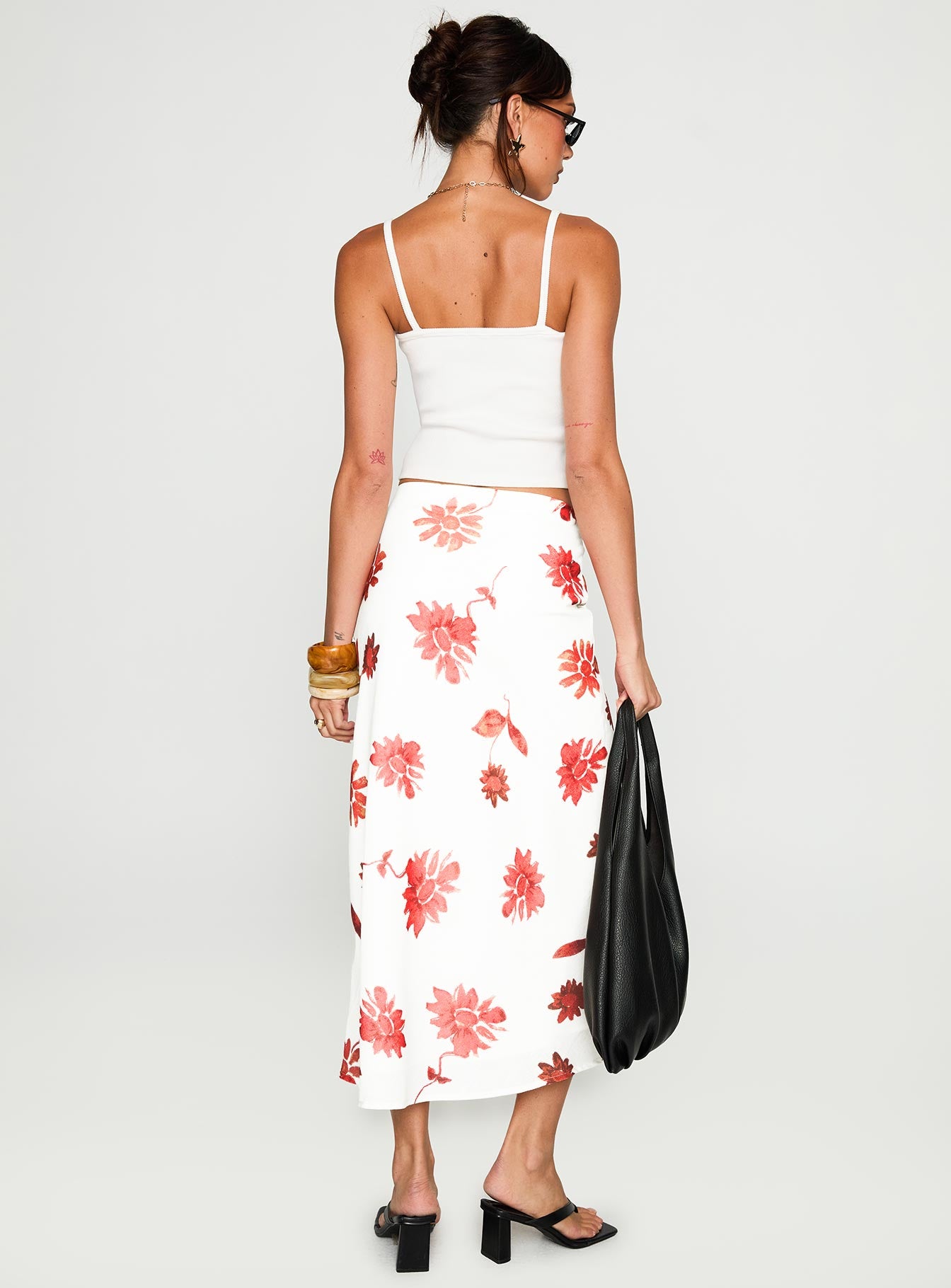 back view of model wearing Princess Polly Sun Soaked Midi Skirt Multi Midi Skirts 