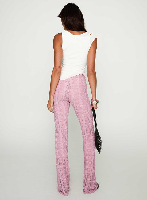 back view of model wearing Princess Polly Carnivale Pants Pink High Waisted Pants 