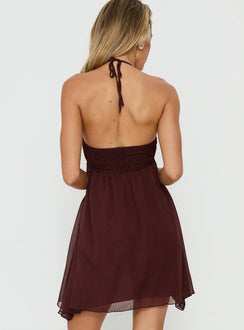 Maddalena Halter Mini Dress Chocolate