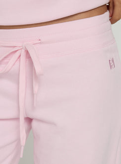 Dodie Wide Leg Pants Pink in womens regular pants with mid-rise waistband detail