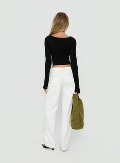 Introducing the Penny Mid Rise Straight Leg Jeans White in womens-jeans with mid-rise back view of model wearing Princess Polly