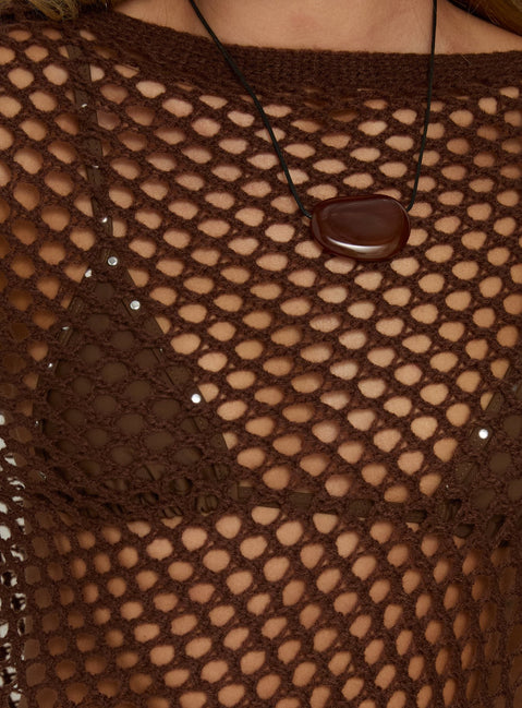 Skylor Sheer Off Shoulder Poncho Brown