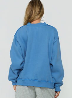 Styled in the When In New York City Oversized Jumper Blue womens jumper with long fit back view of model wearing Princess Polly